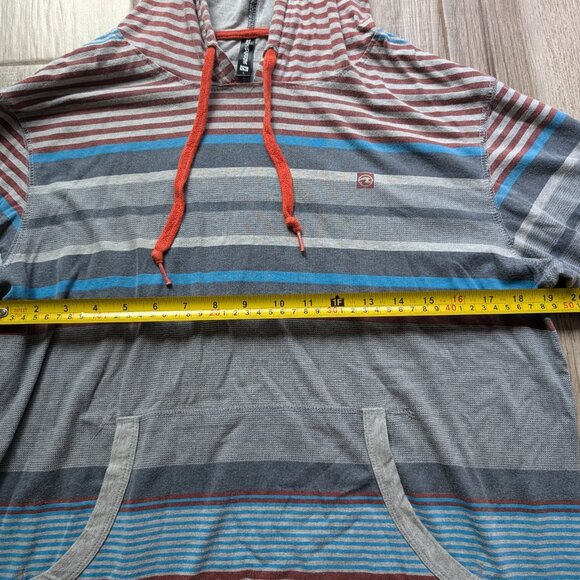 Ocean Current Men’s Striped Hoodie Gray Red Blue Size L Cotton Blend Pullover - Picture 9 of 10